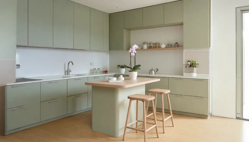 superficie de madera mate verde menta 1